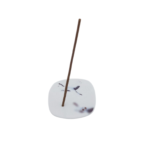 YUME NO YUME Incense Burner - Crane motif on porcelain